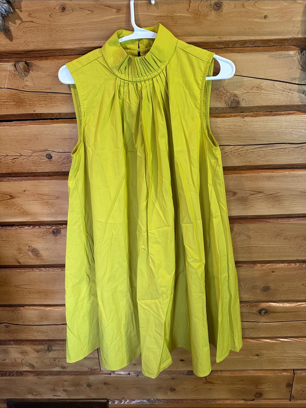 Banana Republic Sleeveless Pleated Mini Dress in Bright Yellow